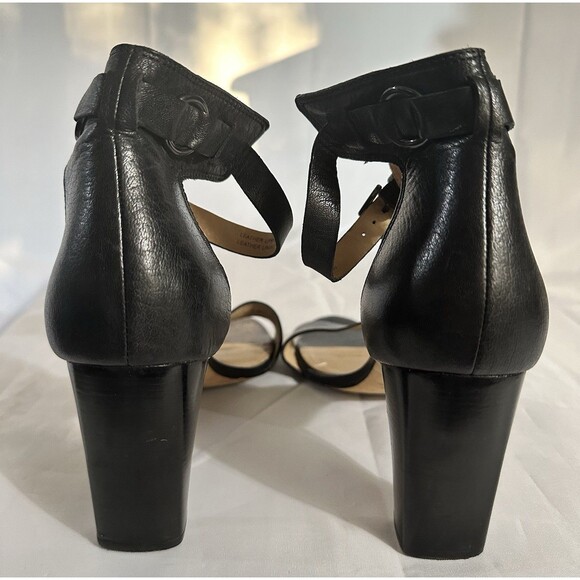 VIA SPIGA Black Leather Ankle Strap Open Toe Block Heel size 10 - Picture 4 of 11